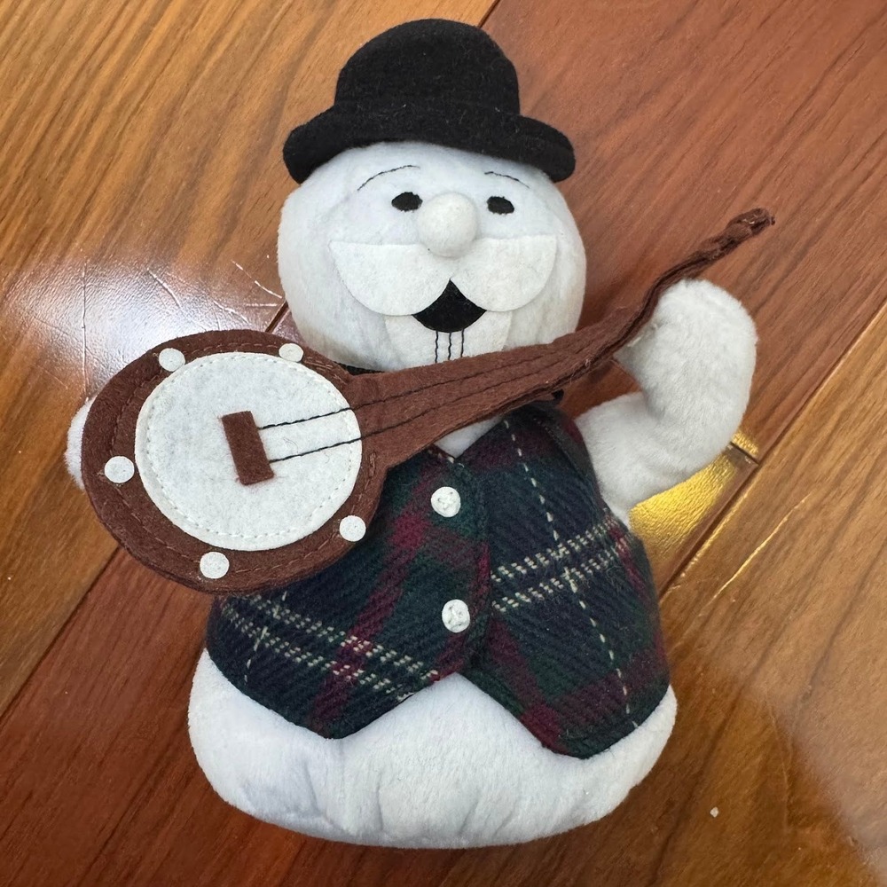 Vintage 1998 Stuffins Sam the Snowman Rudolph Banjo‎ Plush Holiday Decor